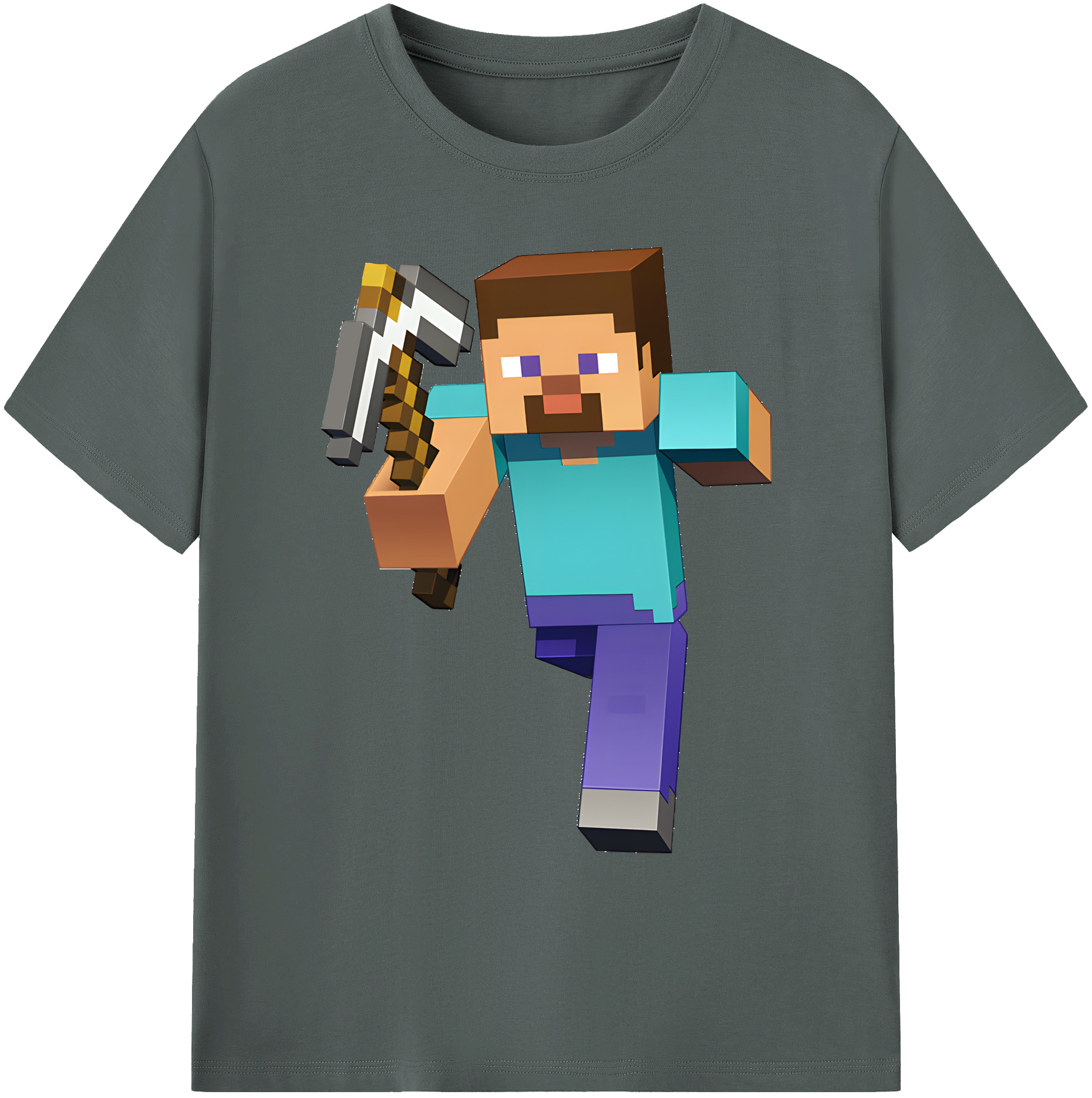 （画像用） マインクラフト ブロックの世界 Minecraft MC Block world 綿100％ メンズ半袖Tシャツ｜肌触りやわらか＆通気性